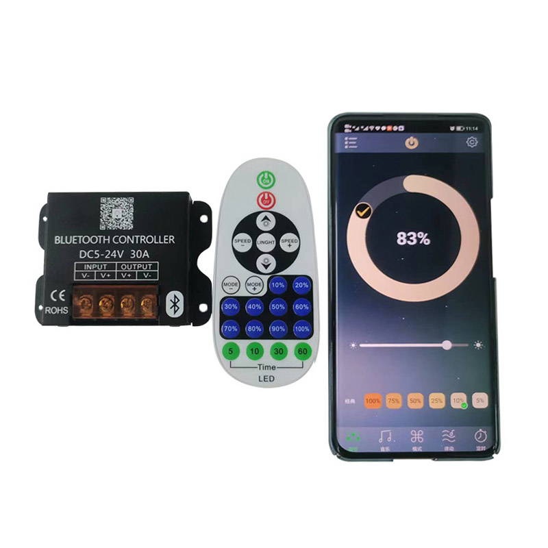 DC5V - 24V 30A APP Control RF Remote Bluetooth Hardwired LED Dimmer